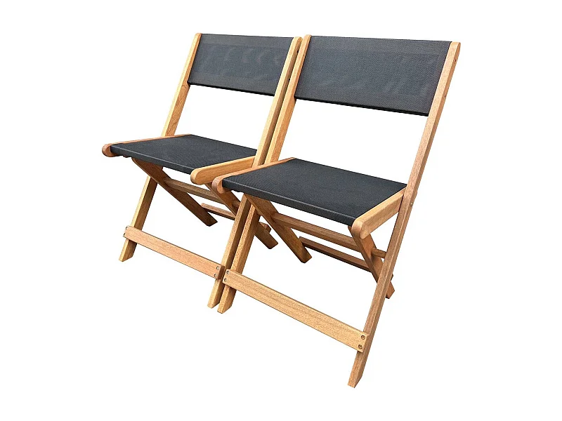 Klappstuhl aus Tropenholz "Seoul" - Maple - Schwarz - 2er-Set