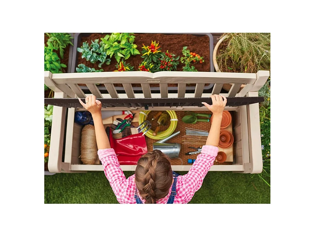 Caja de jardín de resina "Bogotá" - 265 L - 140 x 60 x 84 cm - Beige