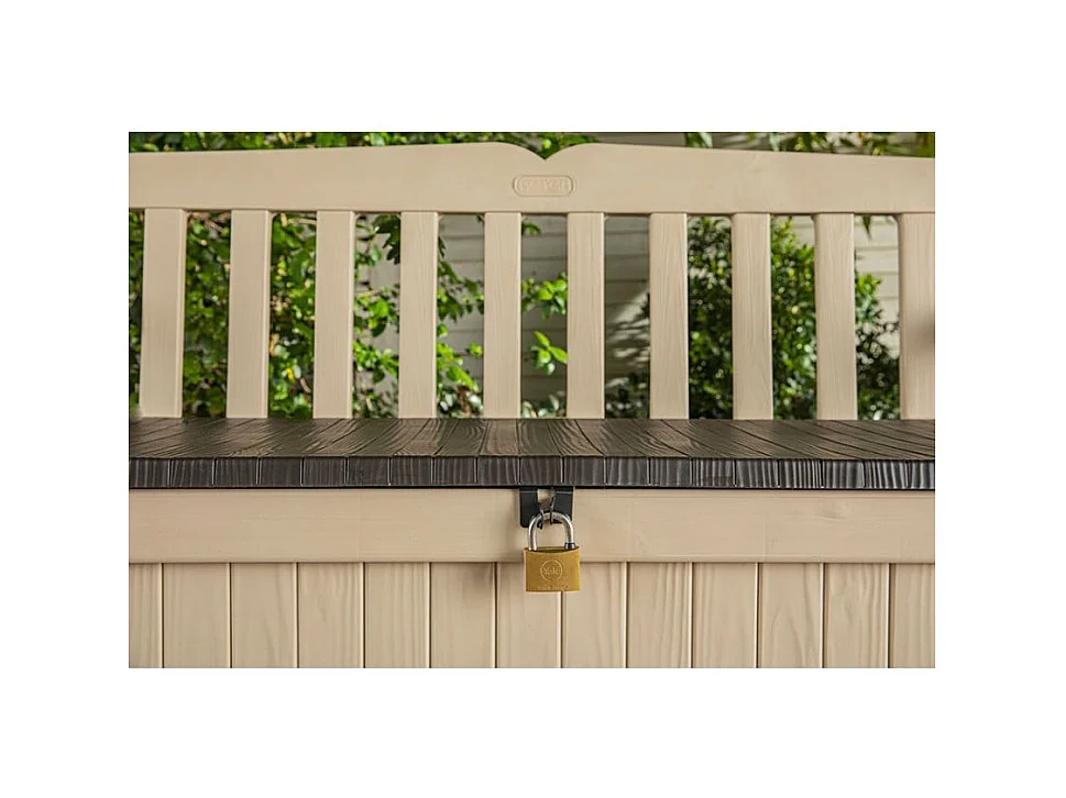 Coffre-banc jardin résine "Bogota" - 265 L - 140 x 60 x 84 cm - Beige