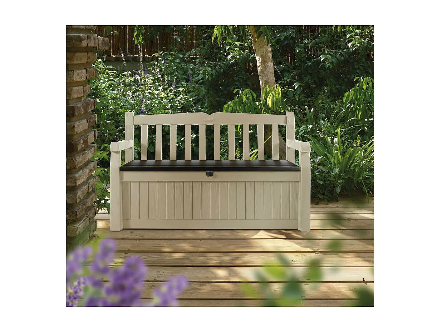 Coffre-banc jardin résine "Bogota" - 265 L - 140 x 60 x 84 cm - Beige