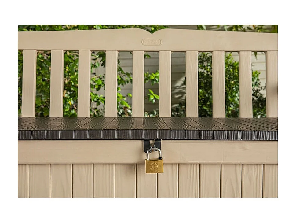 Coffre-banc jardin résine "Bogota" - 265 L - 140 x 60 x 84 cm - Beige