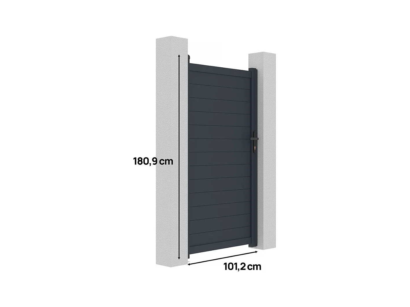 Portillon aluminium "Marc" - 101.2 x 180.9 cm - Gris