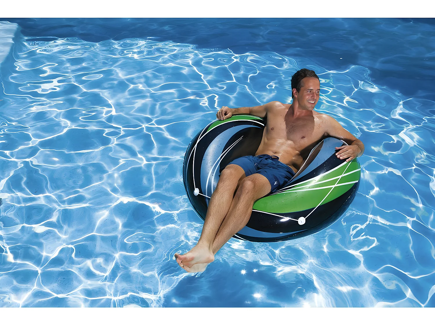 Opblaasbare "River Tube" - 107 x 30 cm van zwart en groen PVC voor waterspellen