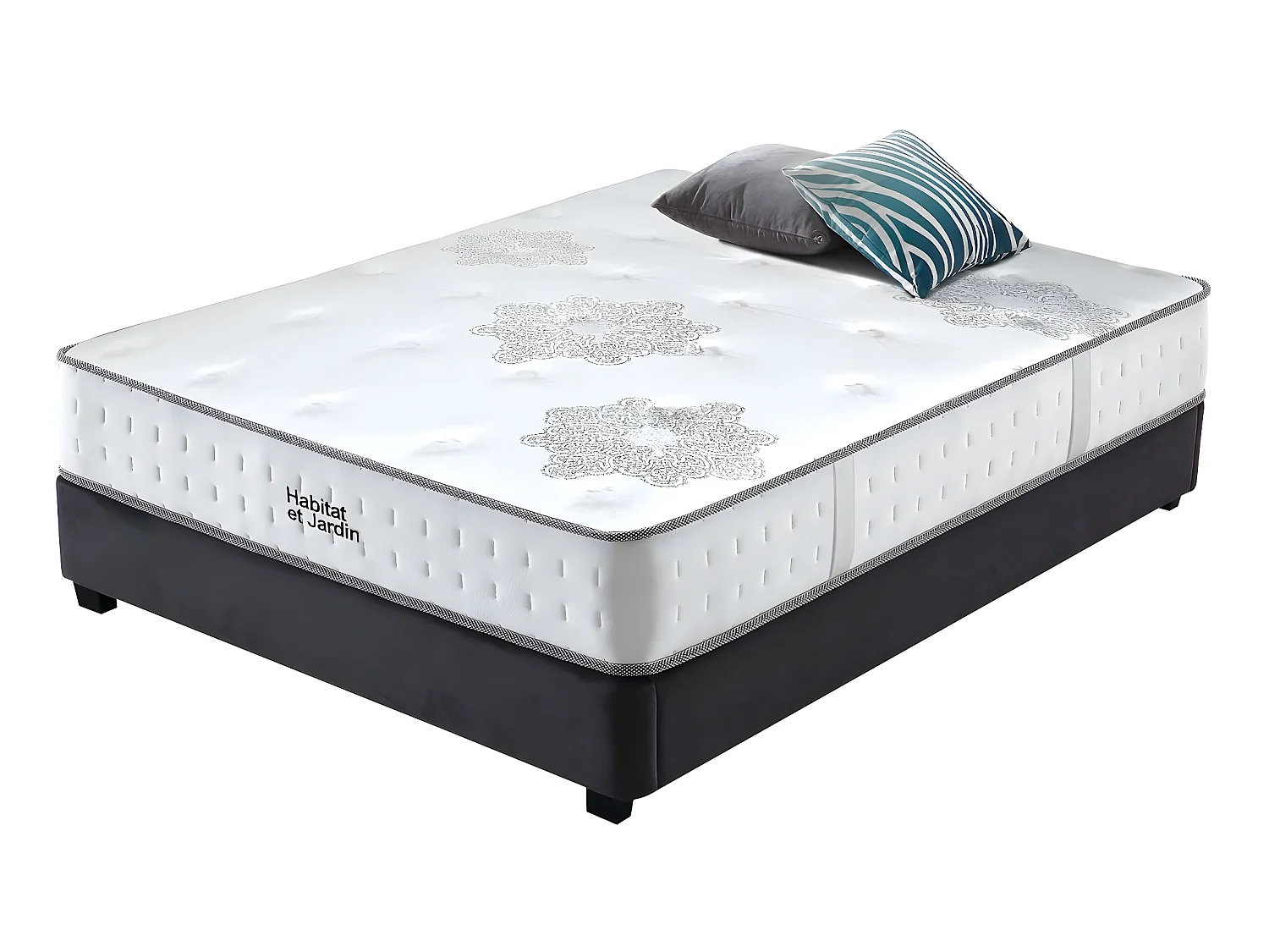 Matelas ressorts et à mémoire de forme "Josey" - 140 x 190 x 25 cm - Blanc / Gris