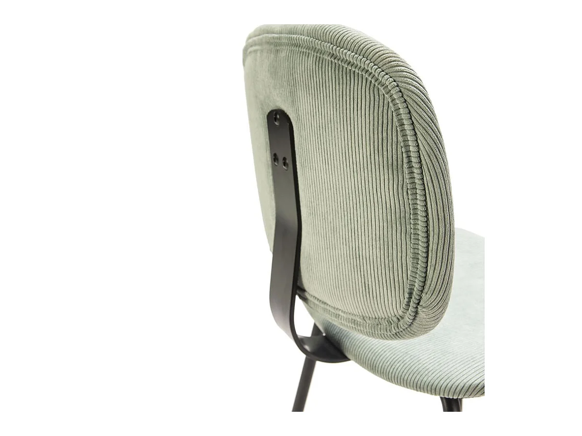 Lot de 2 chaises en velours côtelé aigue-marine piètement noir - Liv