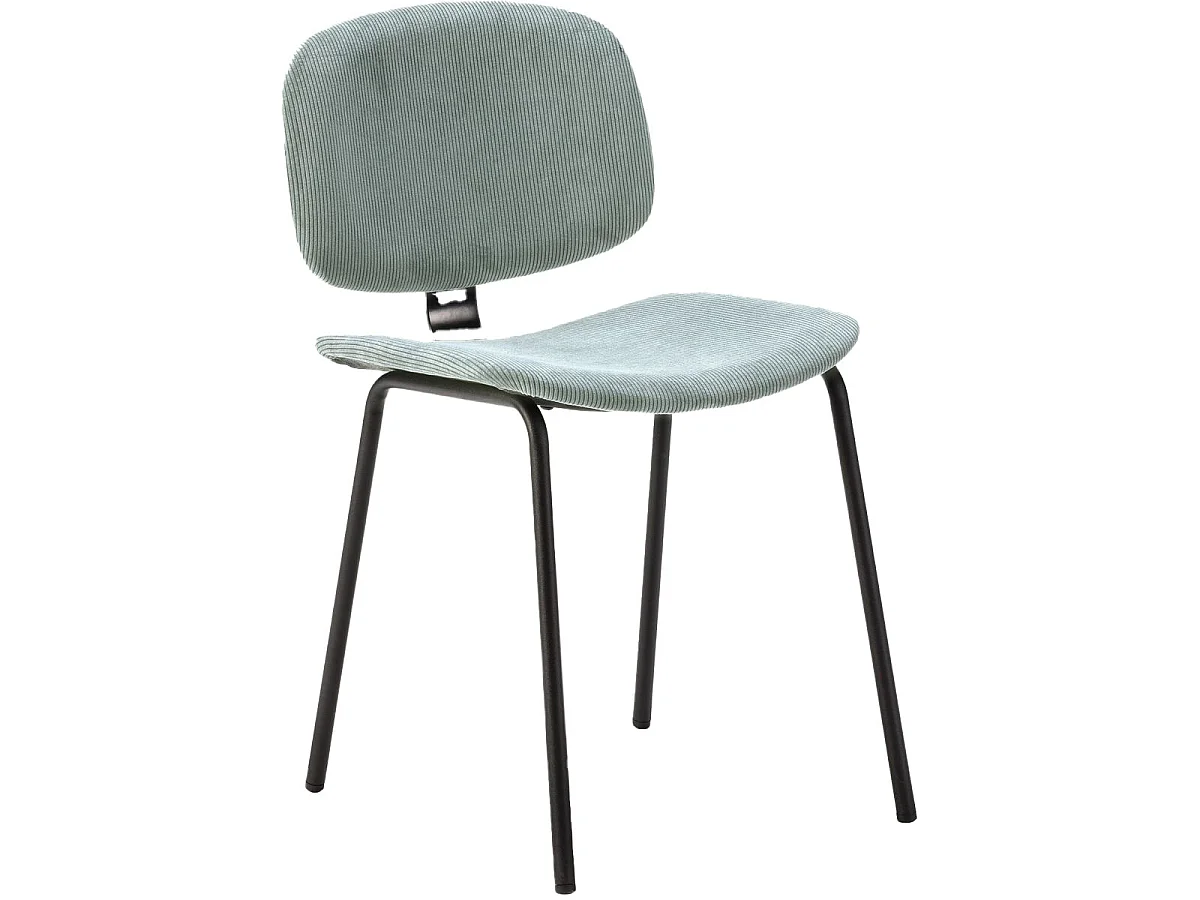 Lot de 2 chaises en velours côtelé aigue-marine piètement noir - Liv