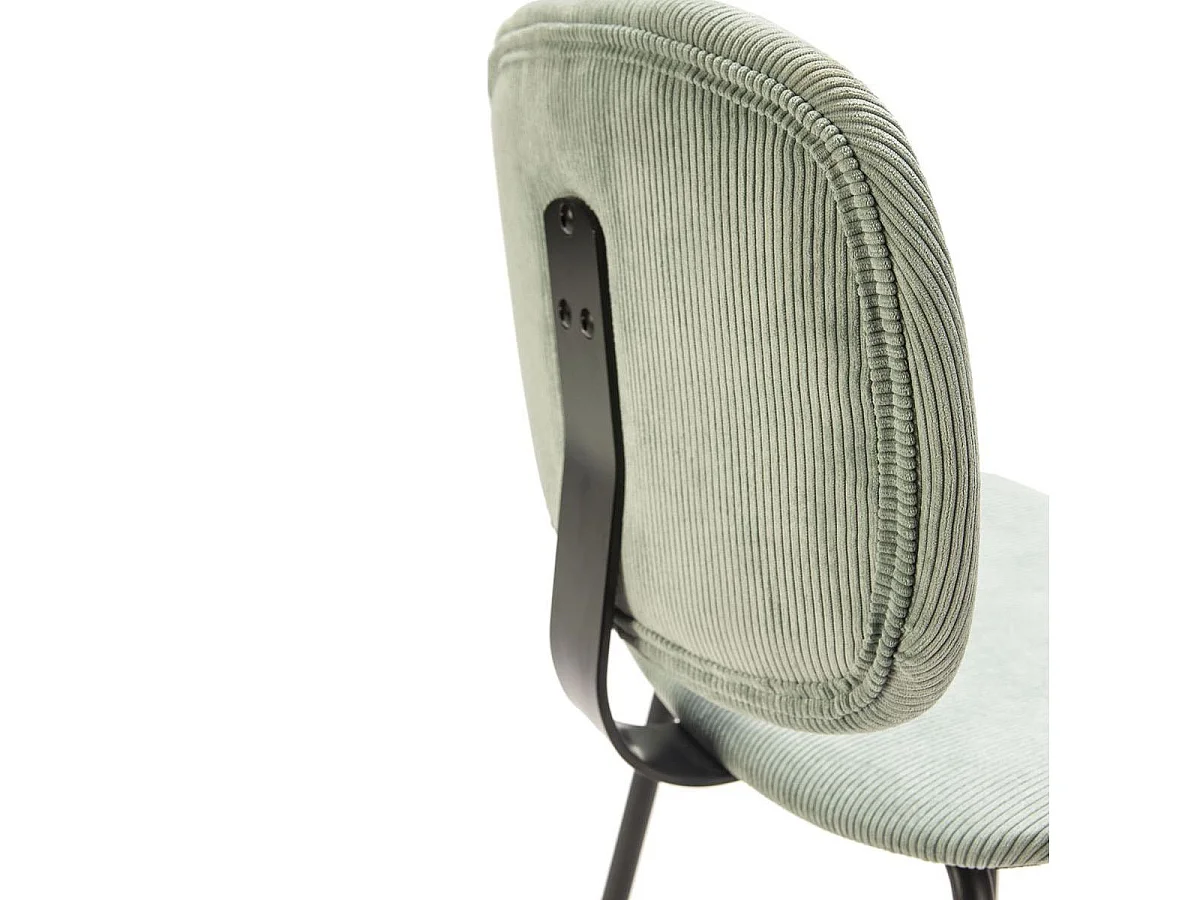 Lot de 2 chaises en velours côtelé aigue-marine piètement noir - Liv