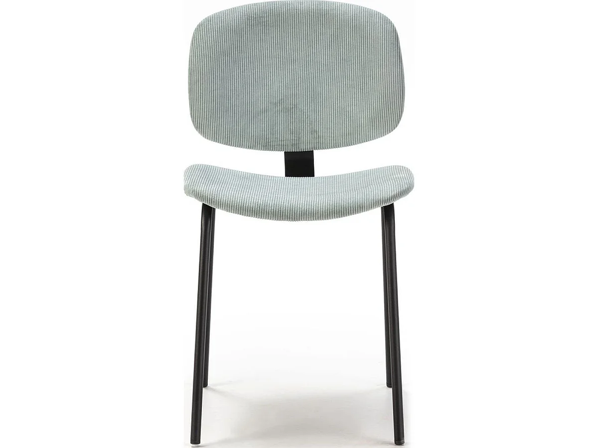 Lot de 2 chaises en velours côtelé aigue-marine piètement noir - Liv