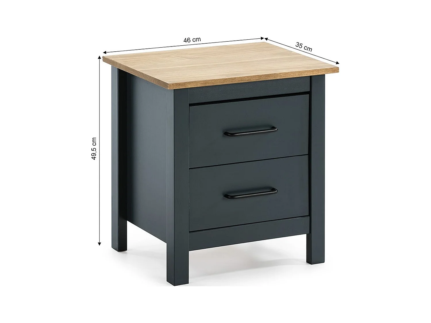 Table de chevet en bois massif bleu L46xH49,5 cm - Ida