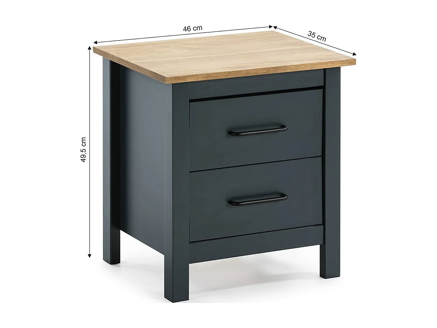 Table de chevet en bois massif bleu L46xH49,5 cm - Ida