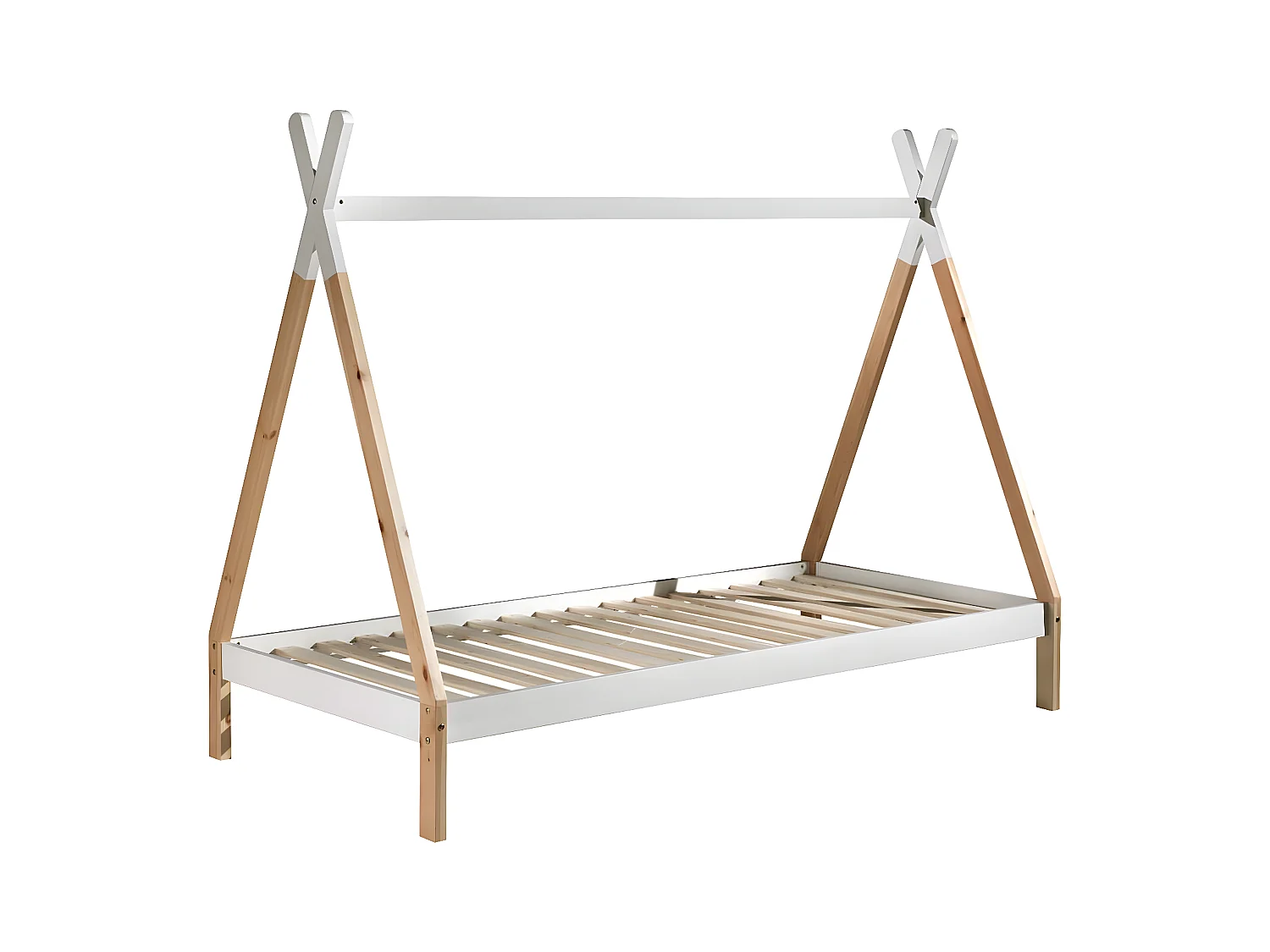 FLITT - Lit 90x200cm Forme Tipi avec Tiroir Pin et Toile