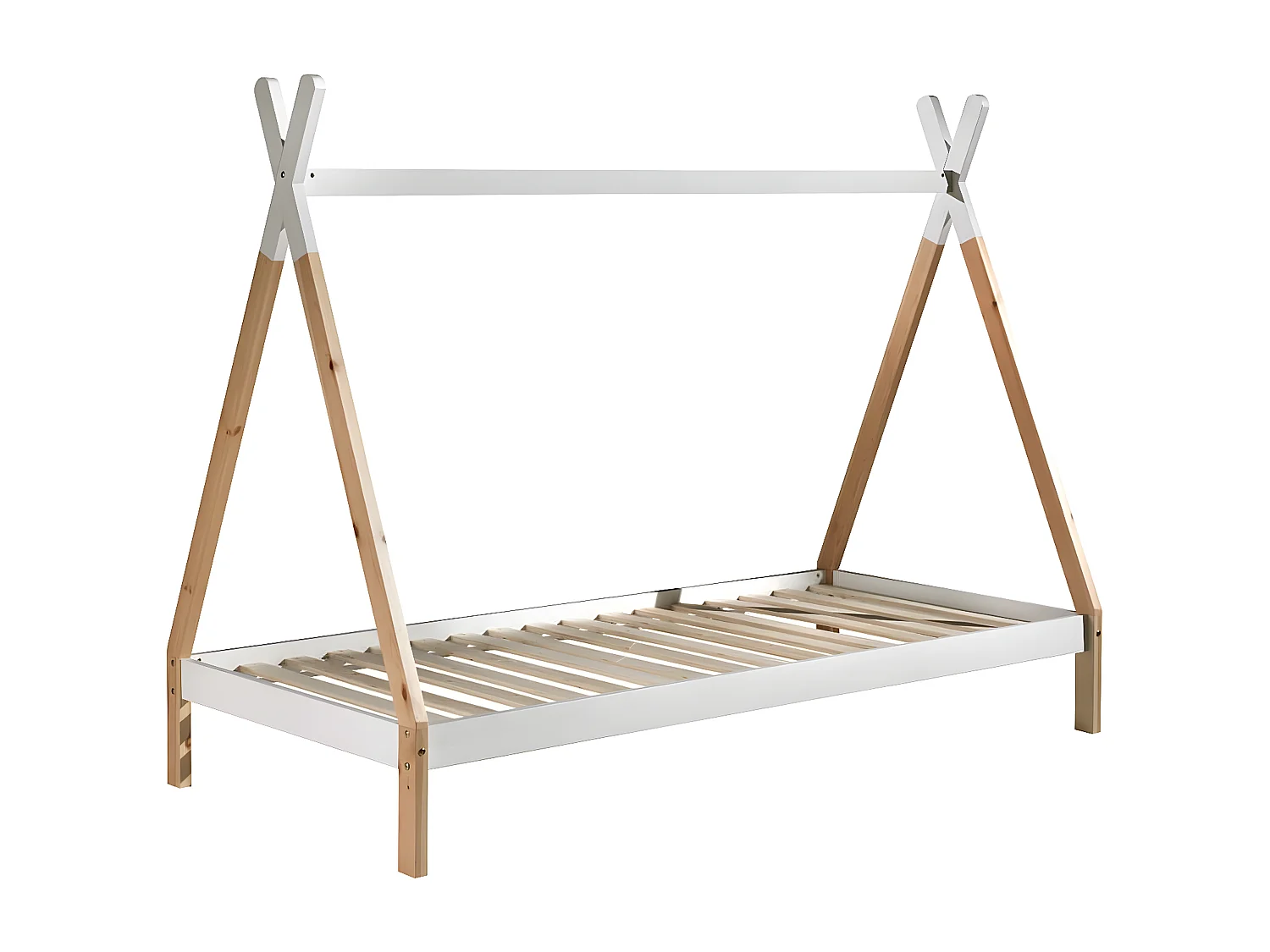 FLITT - Lit 90x200cm Forme Tipi avec Tiroir Pin et Toile