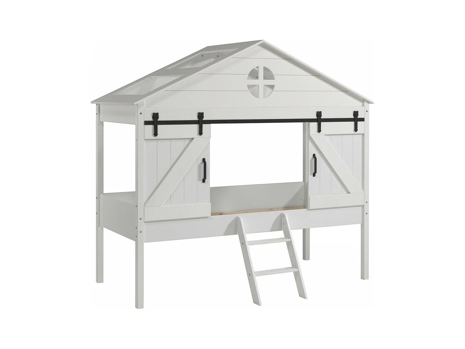 MAGGIE - Lit Cabane Surélevé 90x200cm Type Grange