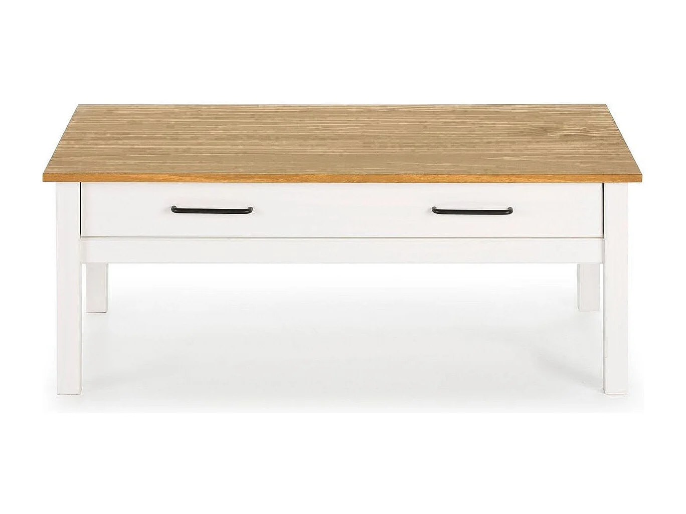 Table basse 1 tiroir en pin massif / blanc 100 cm - Ida
