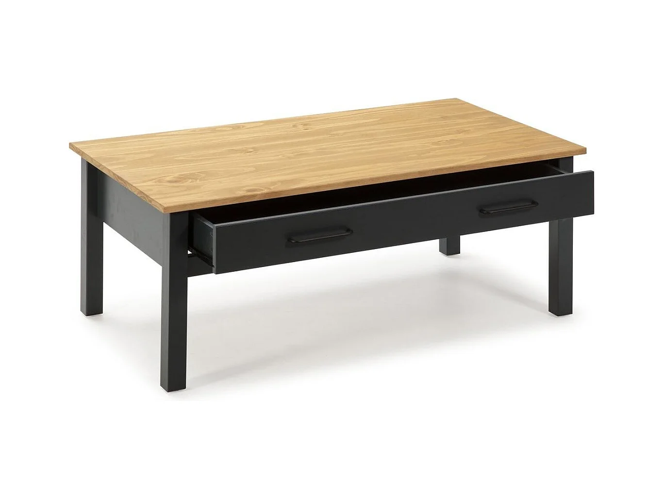 Table basse 1 tiroir en pin massif / bleu 100 cm - Ida