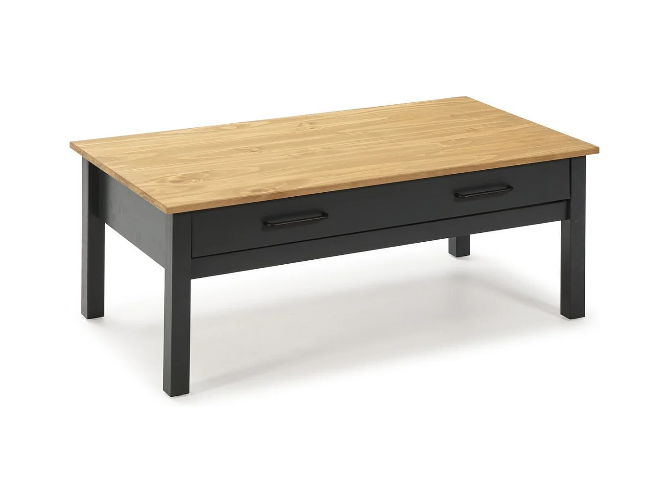 Table basse 1 tiroir en pin massif / bleu 100 cm - Ida