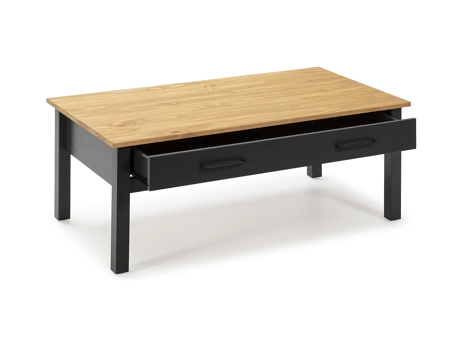 Table basse 1 tiroir en pin massif / bleu 100 cm - Ida