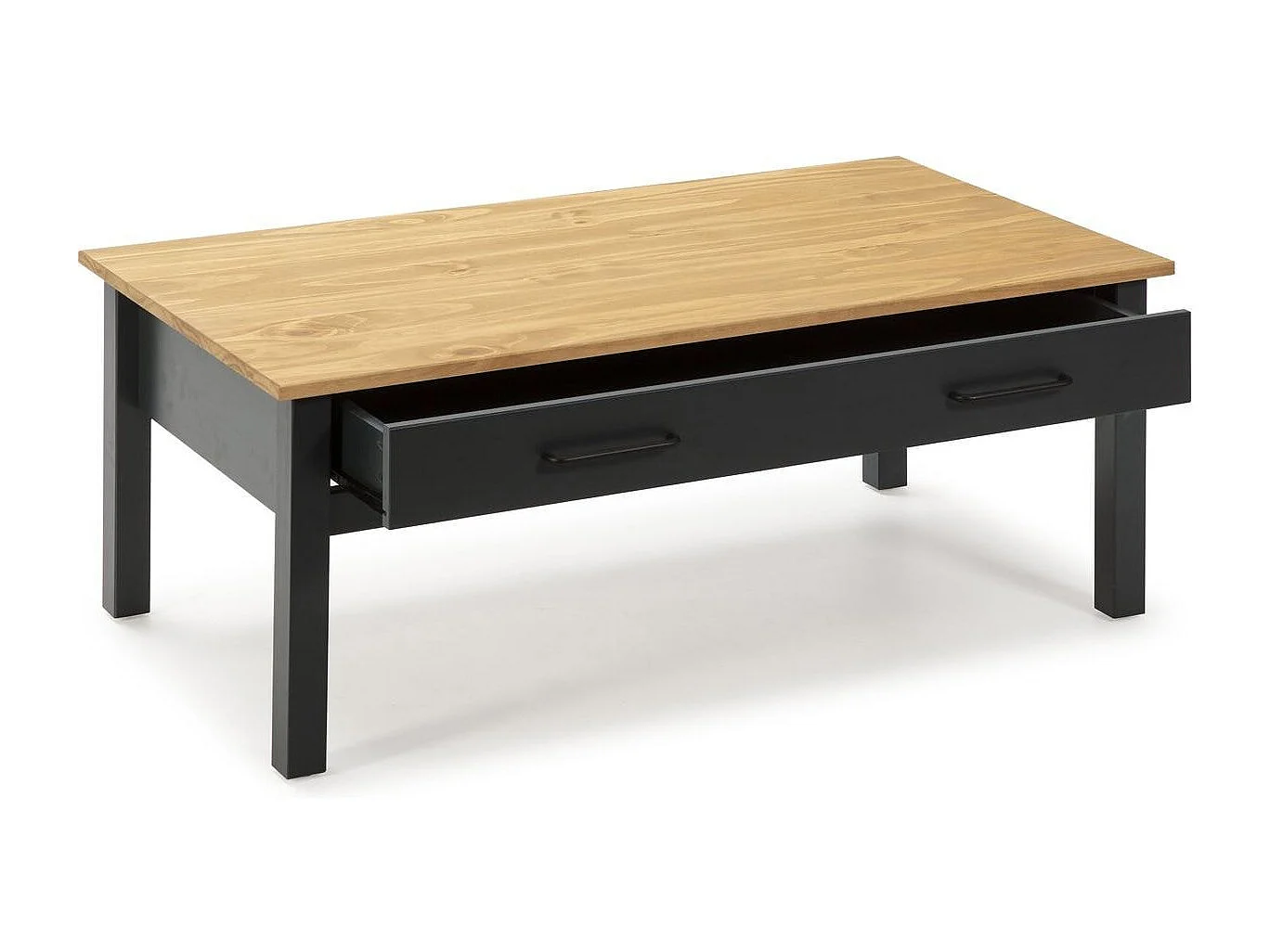 Table basse 1 tiroir en pin massif / bleu 100 cm - Ida