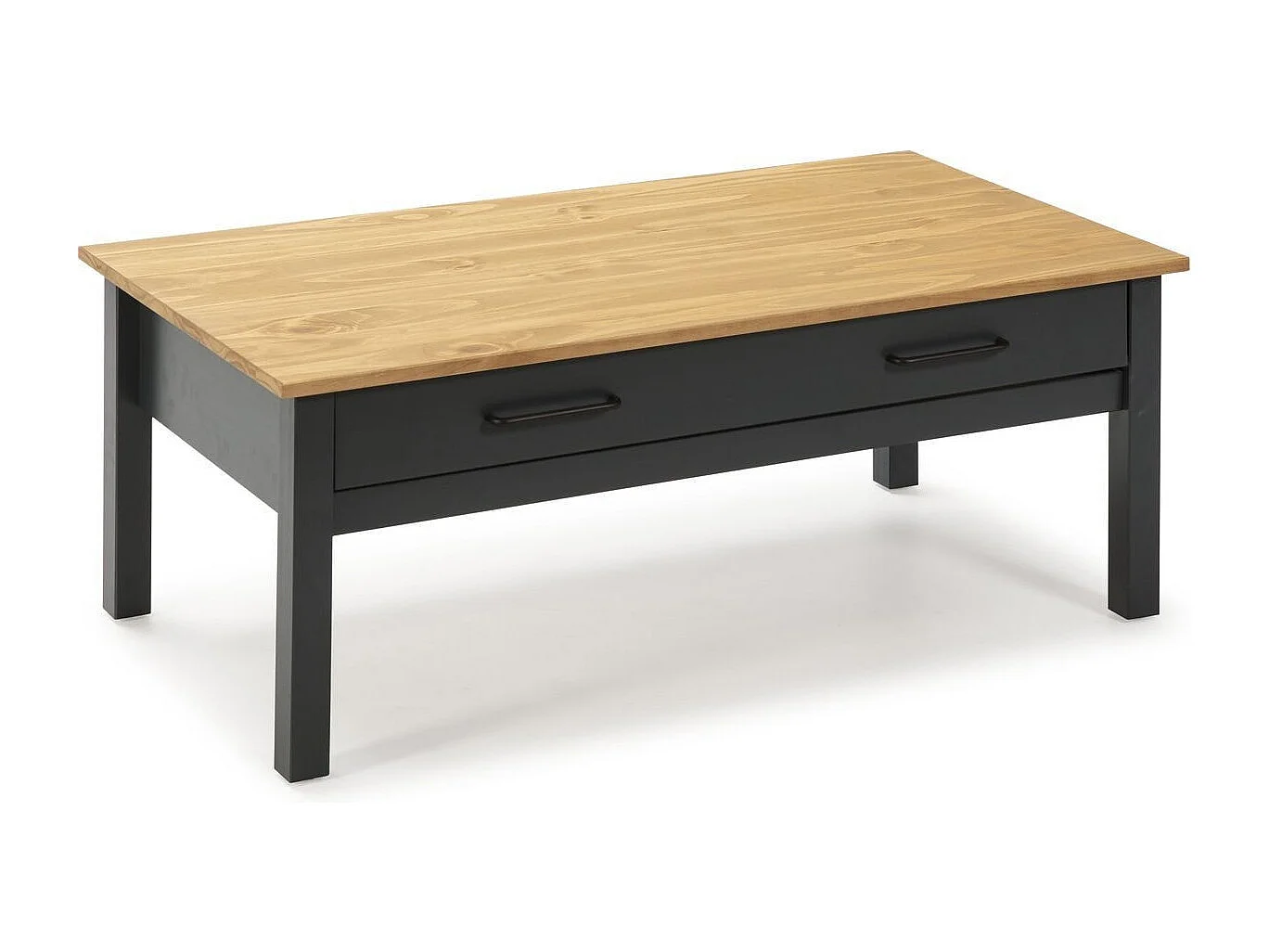 Table basse 1 tiroir en pin massif / bleu 100 cm - Ida