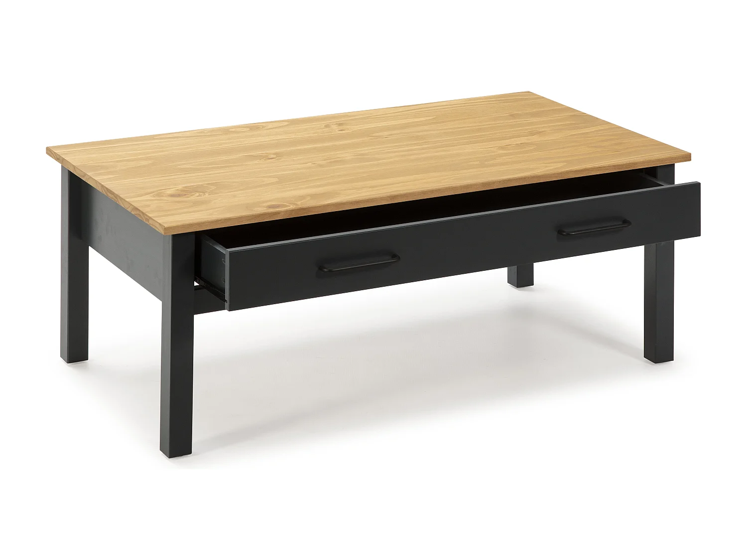 Table basse 1 tiroir en pin massif / bleu 100 cm - Ida