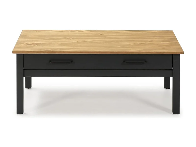 Table basse 1 tiroir en pin massif / bleu 100 cm - Ida