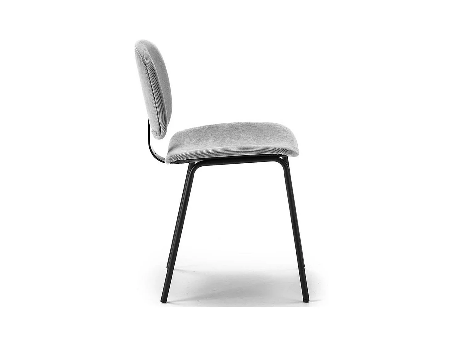 Lot de 2 chaises en velours côtelé beige piètement noir - Liv