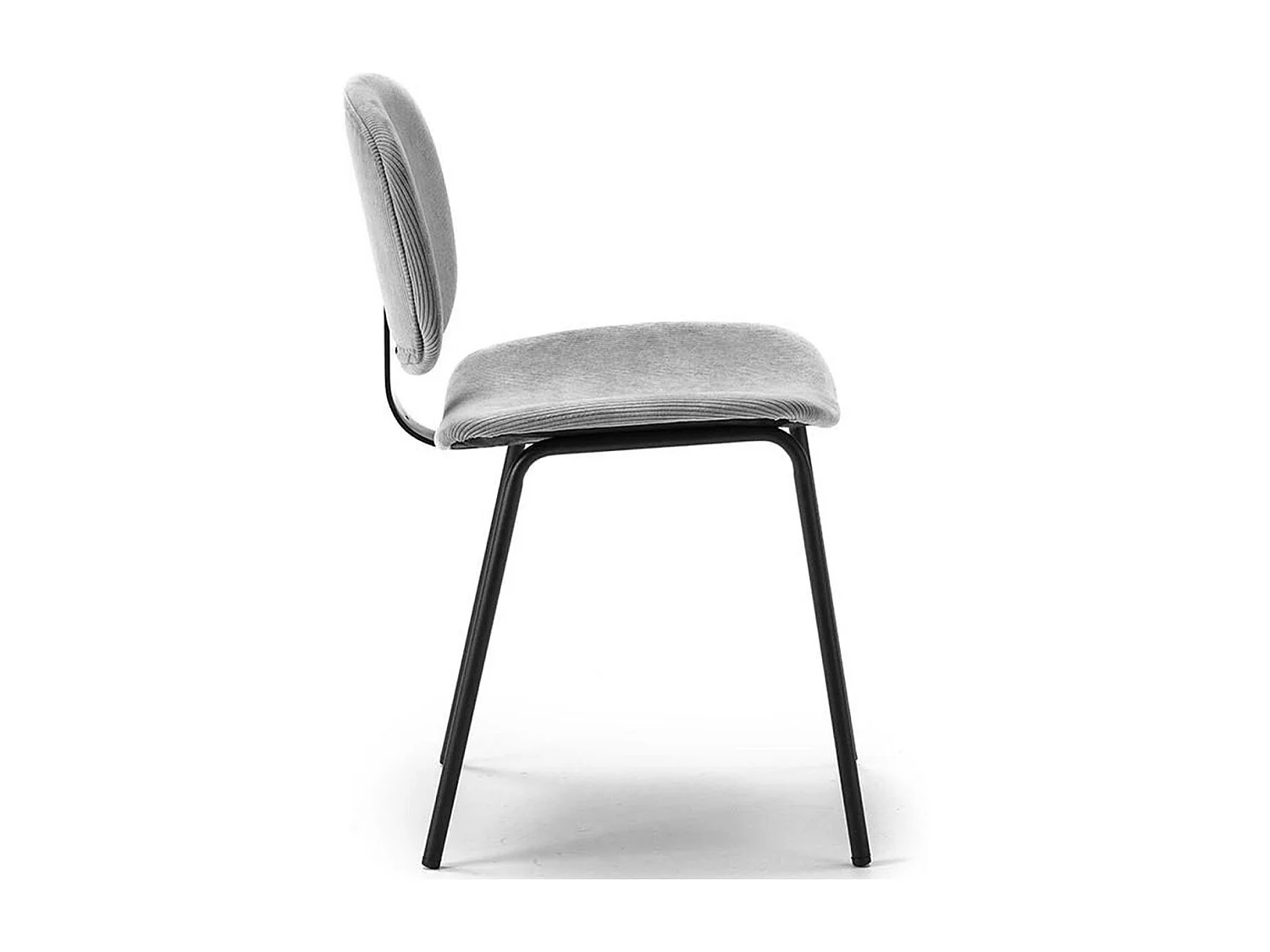 Lot de 2 chaises en velours côtelé beige piètement noir - Liv