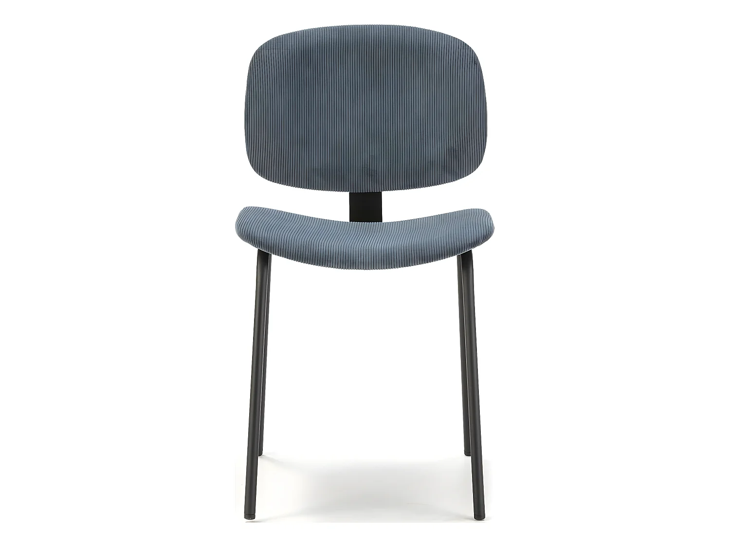 Lot de 2 chaises en velours côtelé bleu piètement noir - Liv