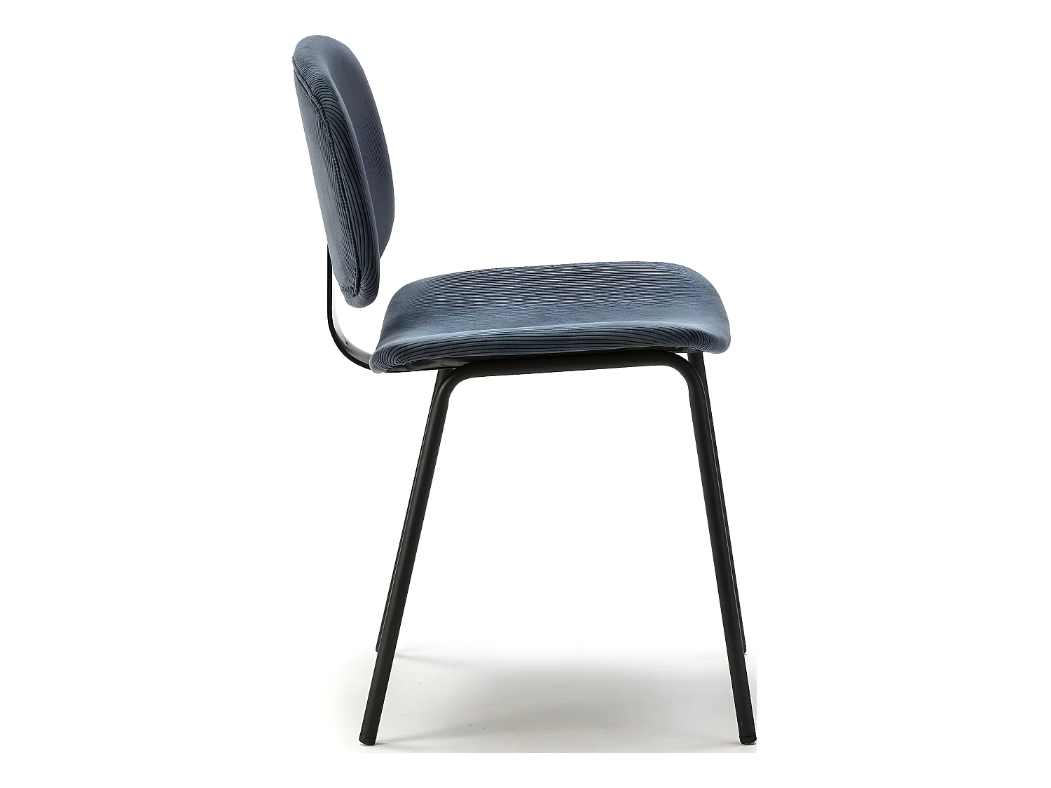Lot de 2 chaises en velours côtelé bleu piètement noir - Liv