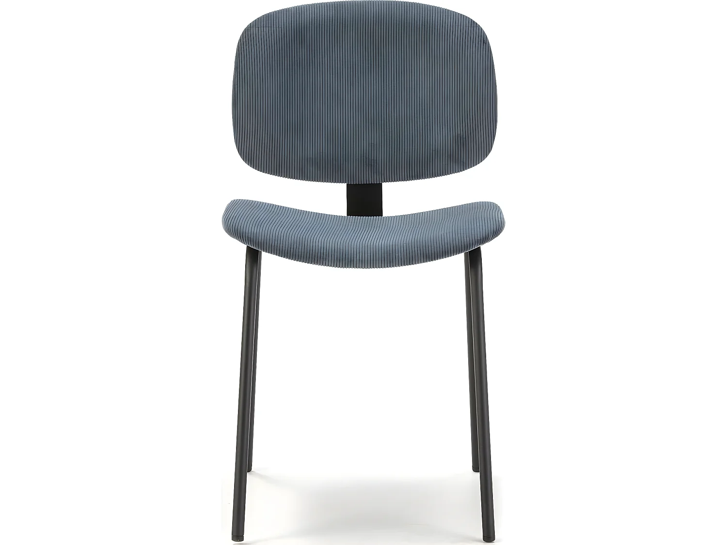 Lot de 2 chaises en velours côtelé bleu piètement noir - Liv