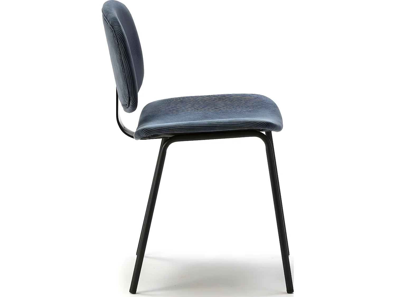 Lot de 2 chaises en velours côtelé bleu piètement noir - Liv