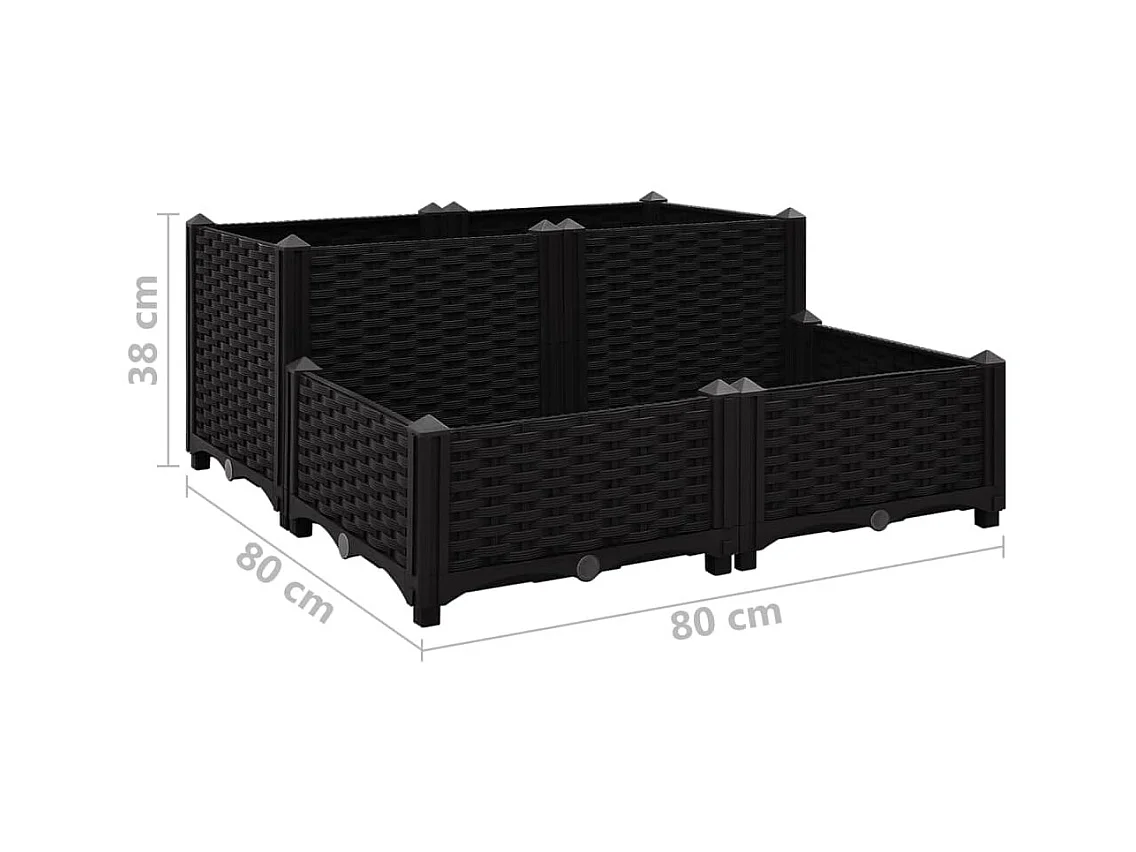 Lit surélevé jardinière bac noire 80 x 80 x 38 cm 02_0000958