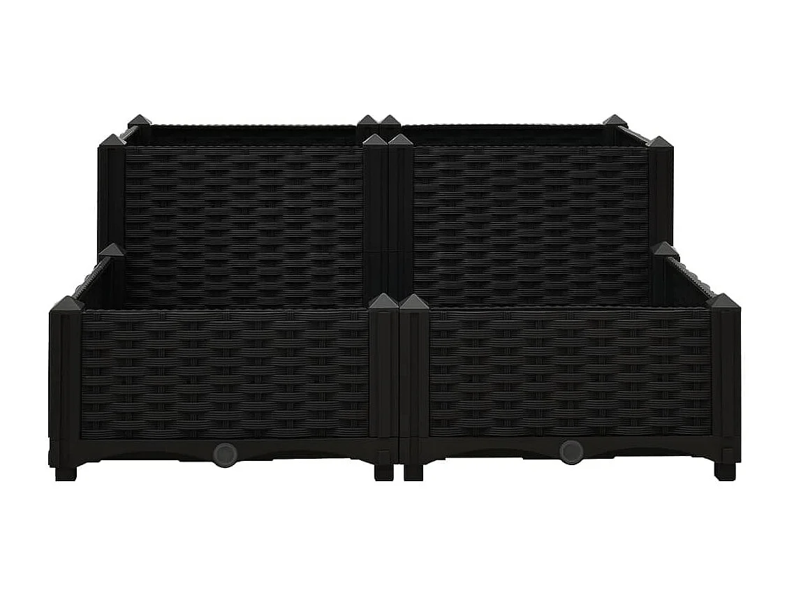 Macetero elevado jardinera macetero bancal jardín balcón terraza exterior 80 x 80 x 38 cm polipropileno negro 02_0000958