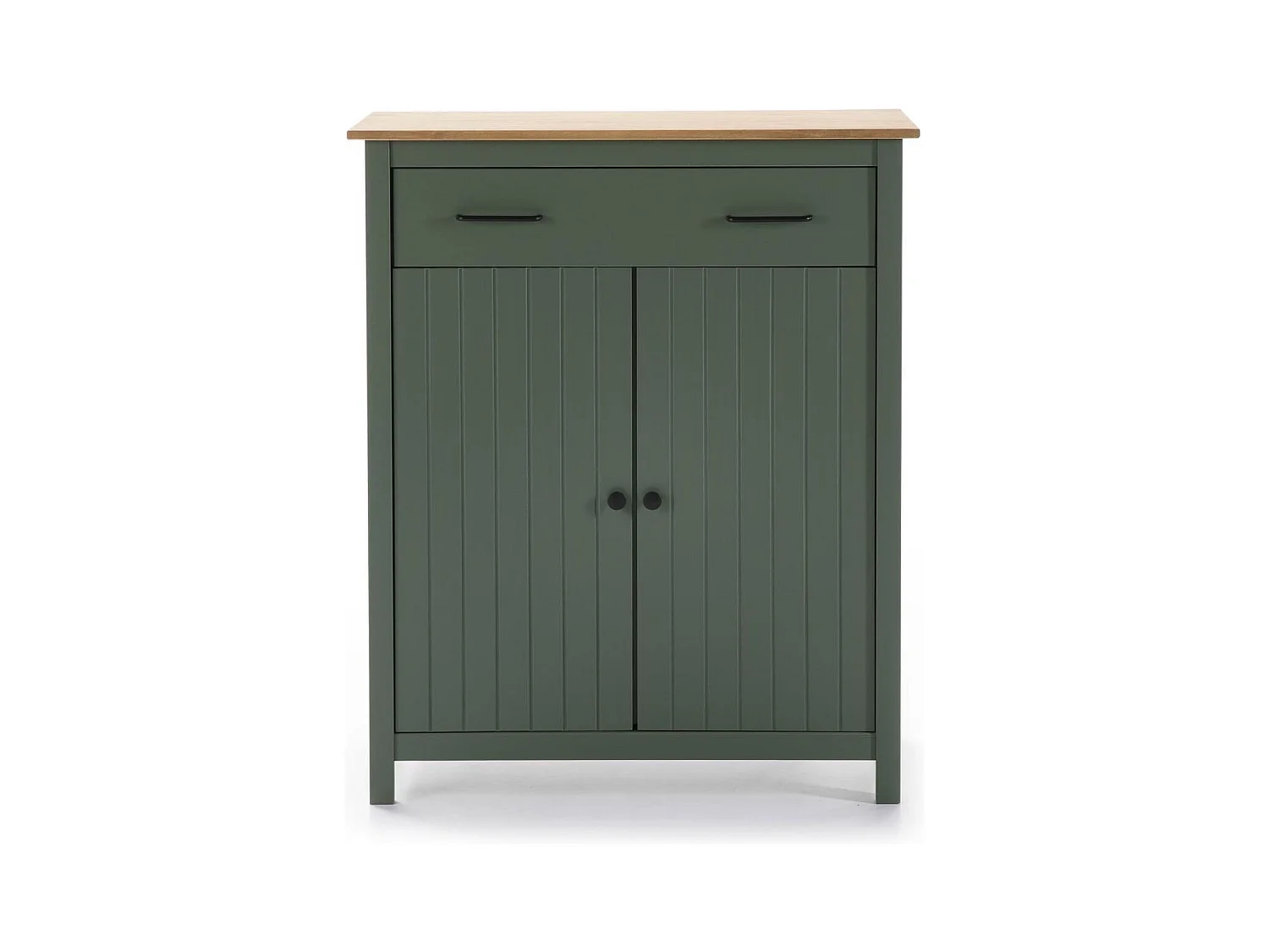 Buffet 2 portes 1 tiroir en bois massif vert L90xH110 cm - Ida