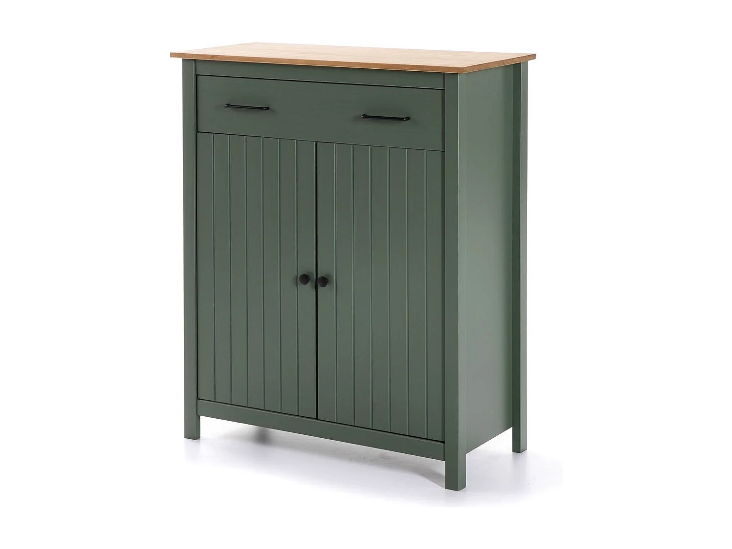 Buffet 2 portes 1 tiroir en bois massif vert L90xH110 cm - Ida