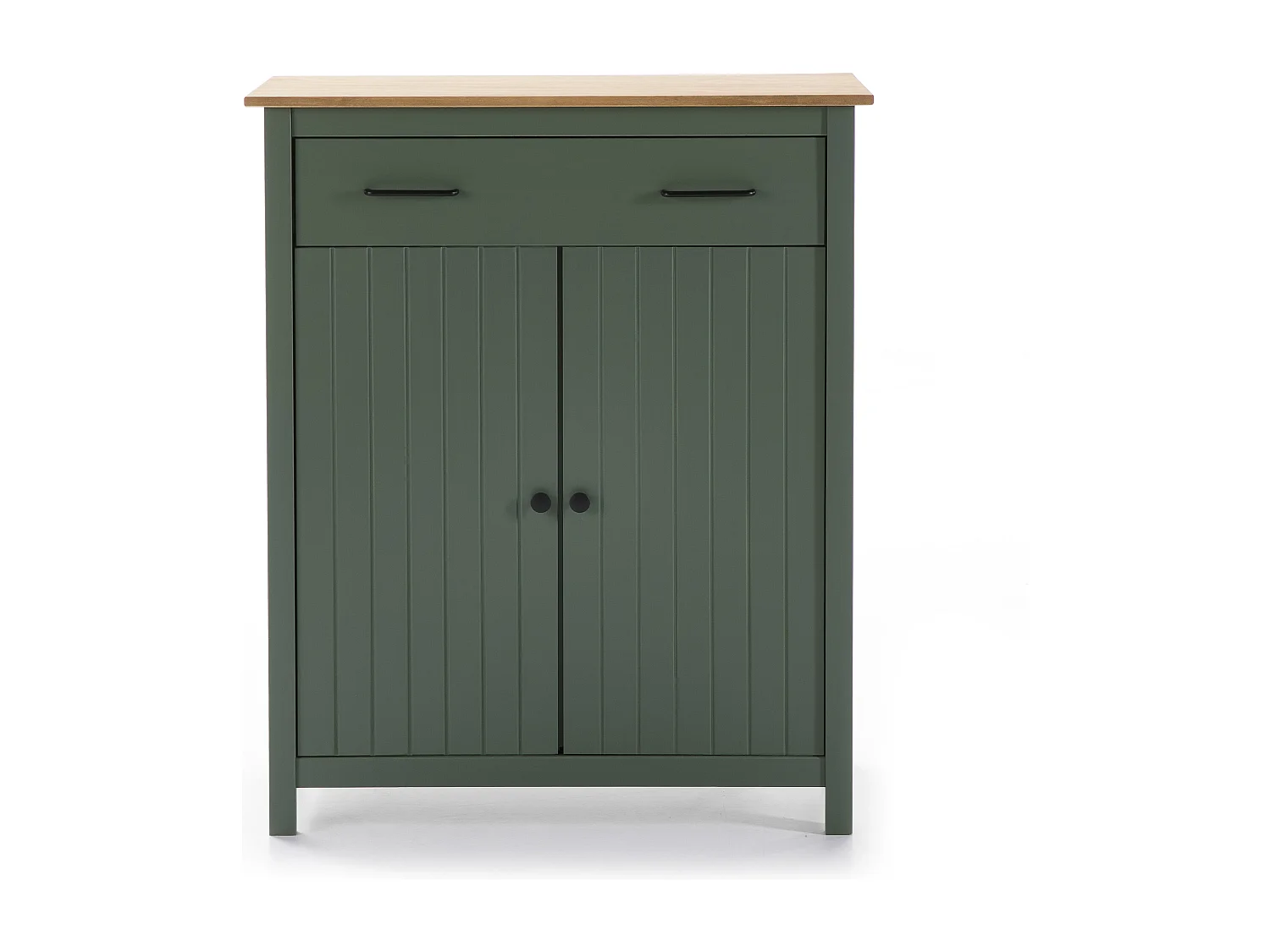 Buffet 2 portes 1 tiroir en bois massif vert L90xH110 cm - Ida
