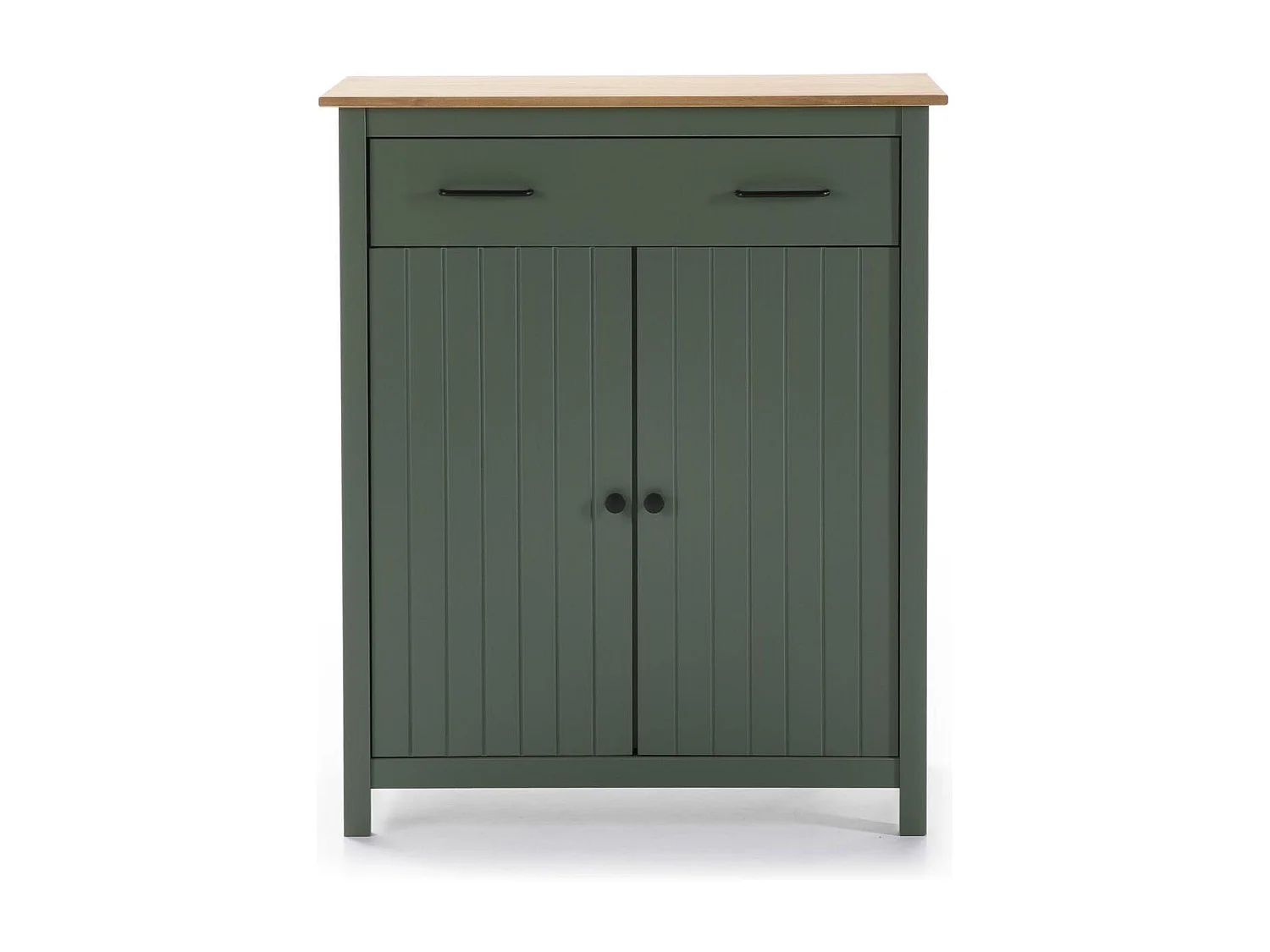Buffet 2 portes 1 tiroir en bois massif vert L90xH110 cm - Ida