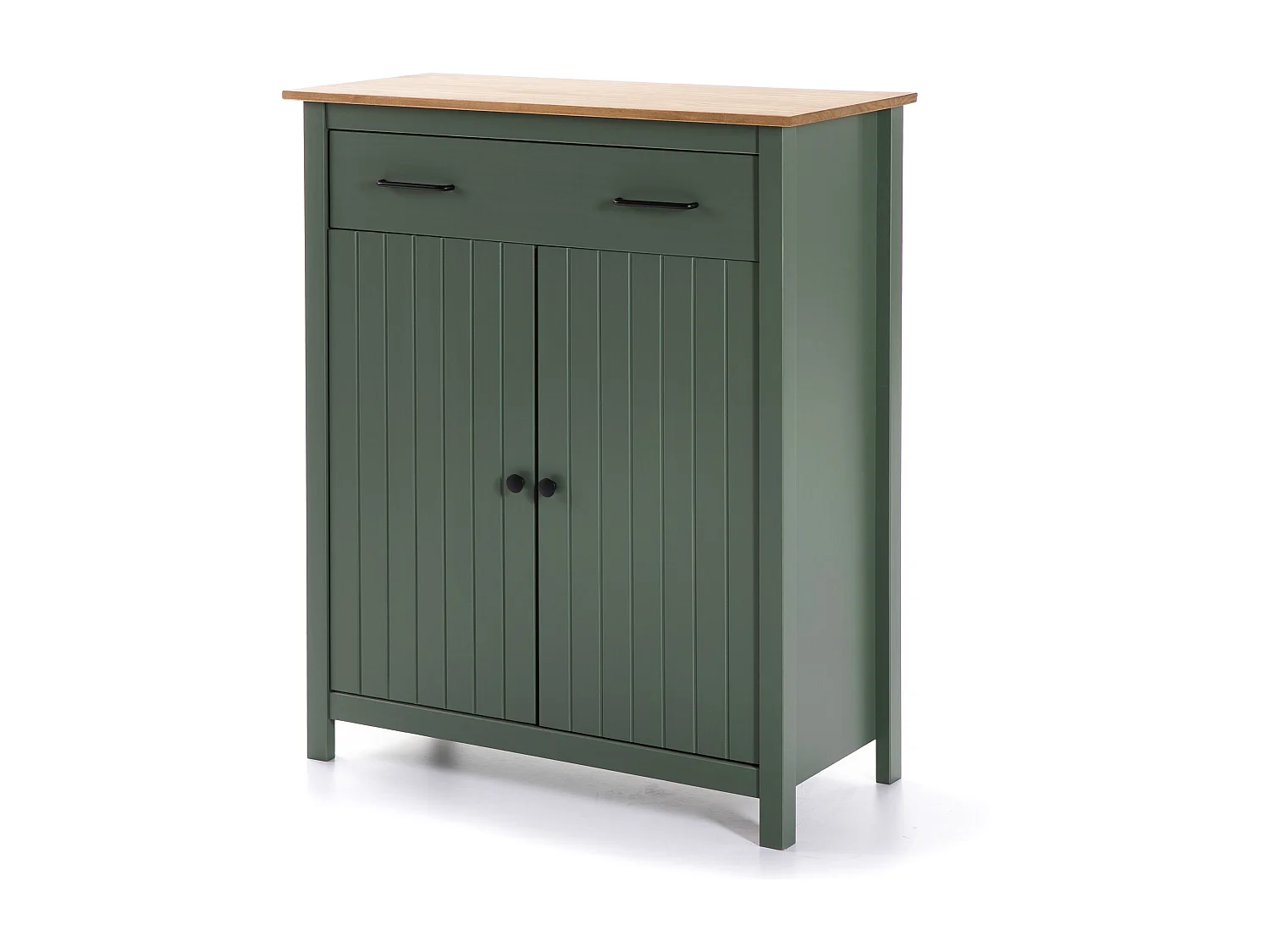 Buffet 2 portes 1 tiroir en bois massif vert L90xH110 cm - Ida