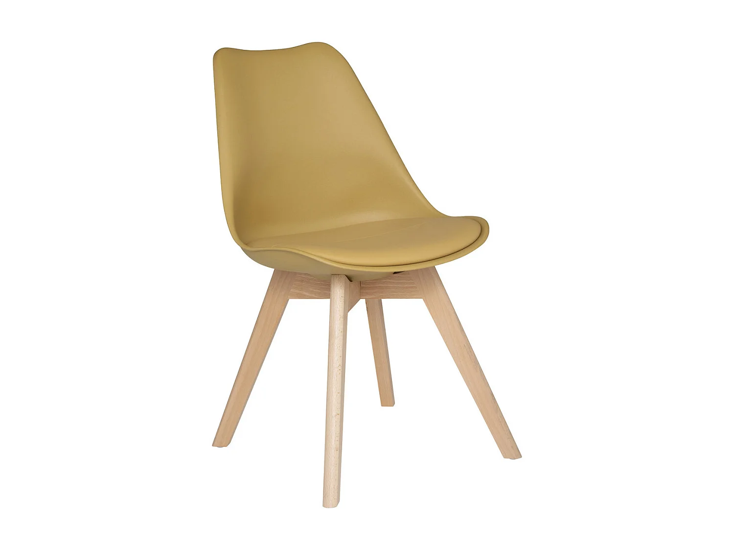 Chaise de table Assise Jaune Ocre et Pieds en Bois de Hêtre