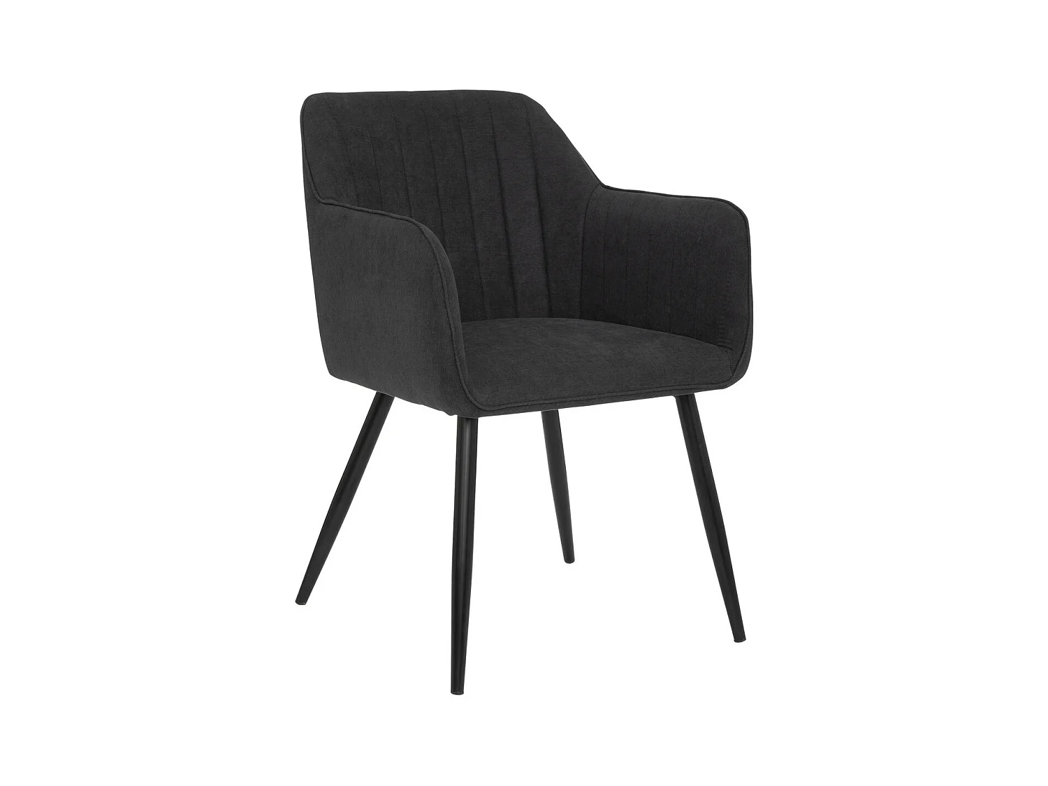 Chaise Fauteuil de table avec accoudoirs Noir et pieds en métal