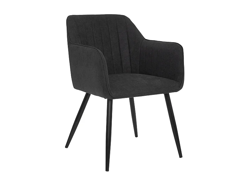 Chaise Fauteuil de table avec accoudoirs Noir et pieds en métal