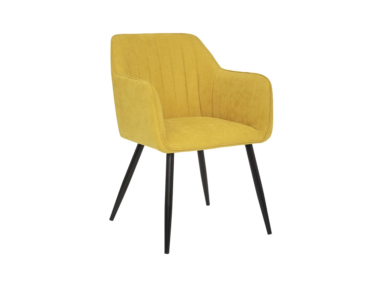Chaise Fauteuil de table avec accoudoirs Jaune Ocre et pieds en métal