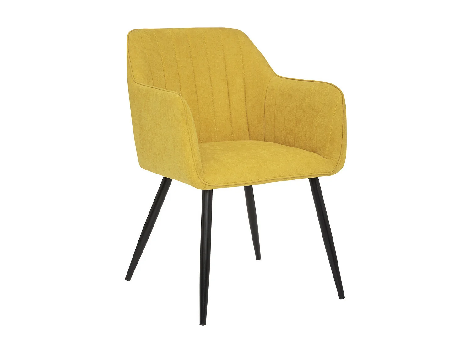 Chaise Fauteuil de table avec accoudoirs Jaune Ocre et pieds en métal