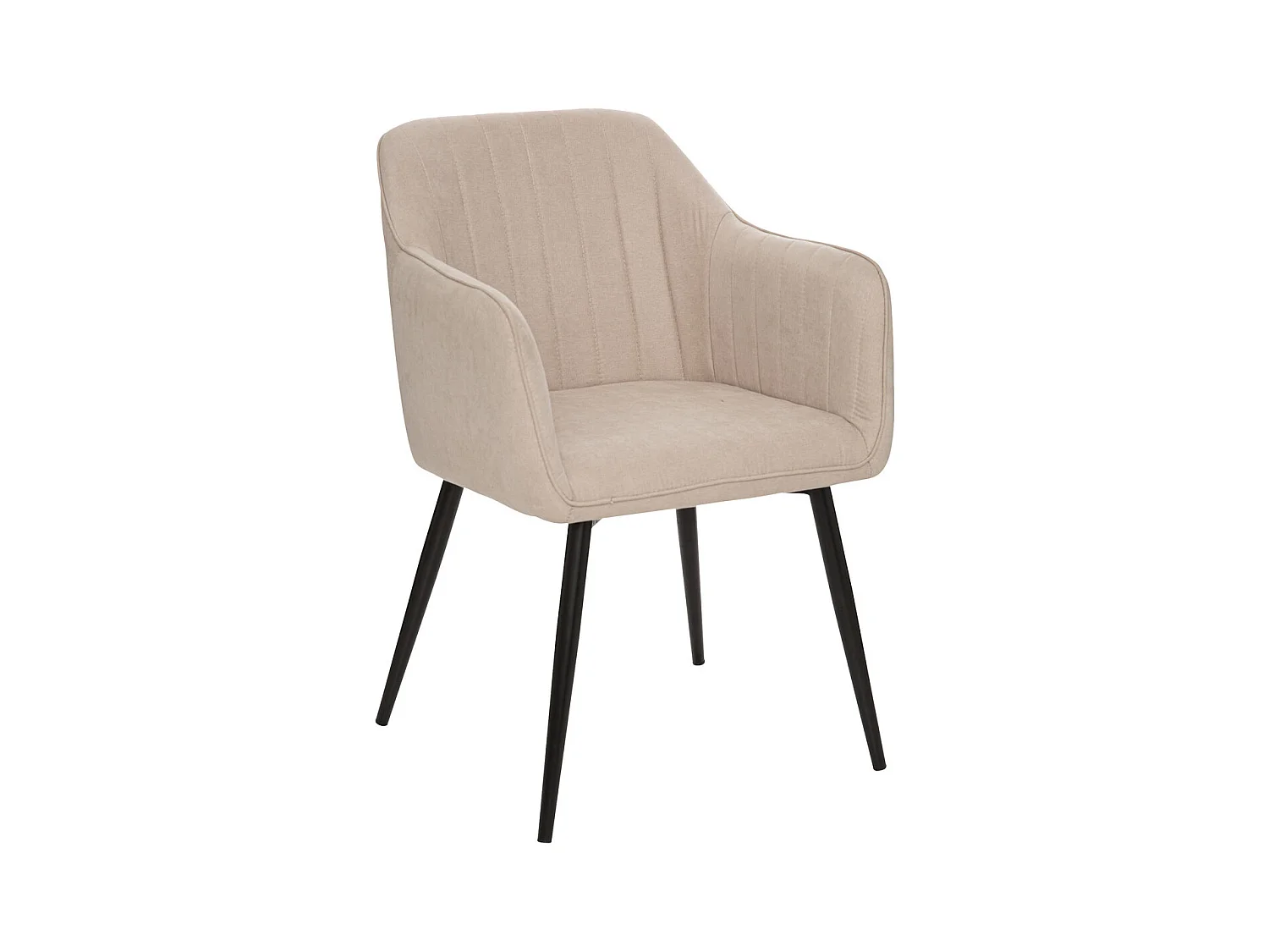 Chaise Fauteuil de table avec accoudoirs Beige et pieds en métal