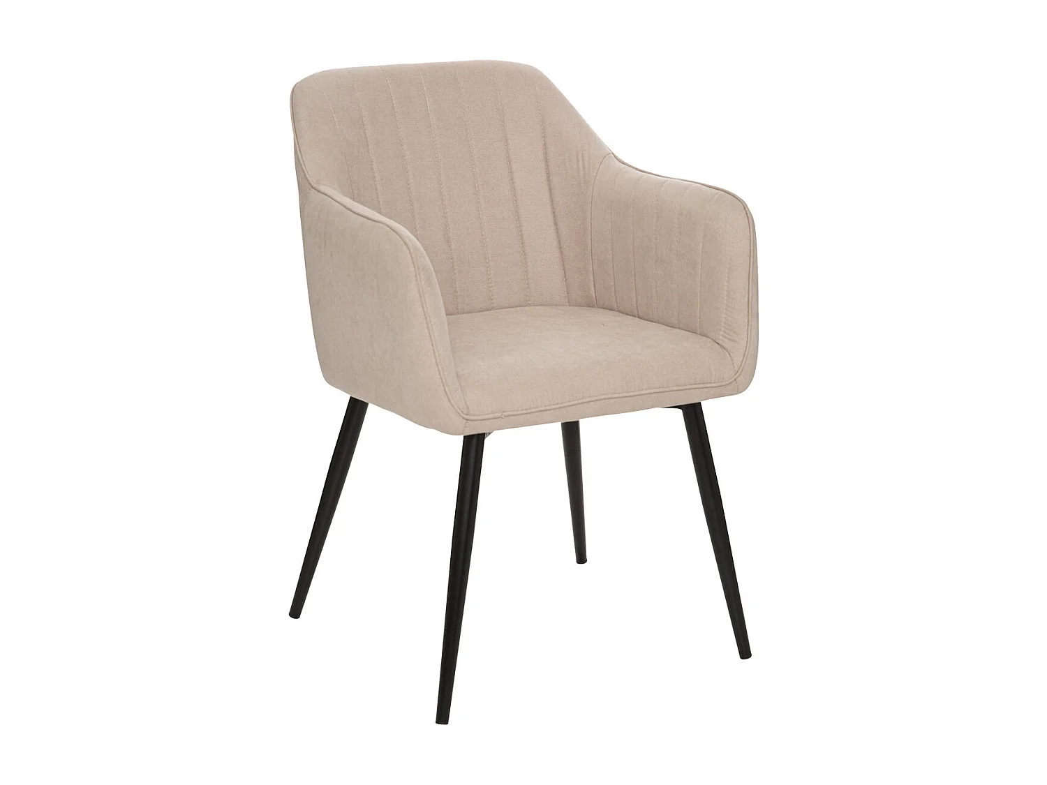 Chaise Fauteuil de table avec accoudoirs Beige et pieds en métal