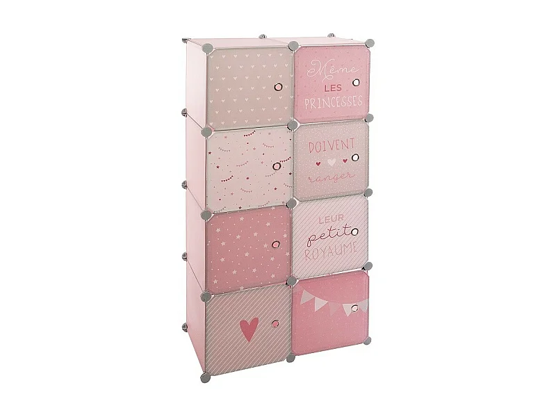Armoire Penderie Enfants "Univers" 124cm Rose