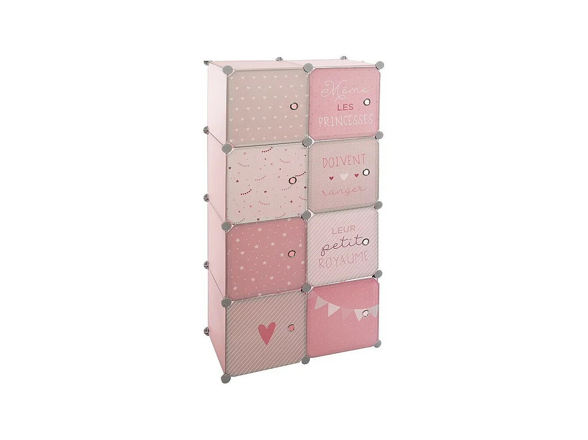 Armoire Penderie Enfants "Univers" 124cm Rose