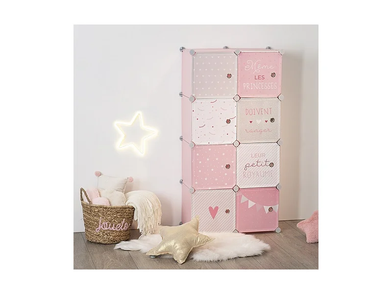 Armoire Penderie Enfants "Univers" 124cm Rose