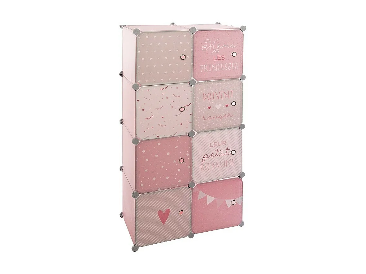 Armoire Penderie Enfants "Univers" 124cm Rose