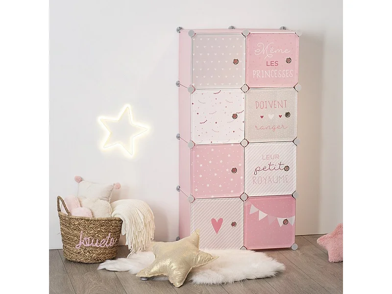 Armoire Penderie Enfants "Univers" 124cm Rose